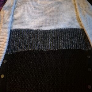 Calvin Klein Cream & Charcoal Striped Knit Sweater
